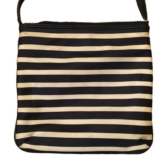 Kate Spade striped black and tan crossbody nylon purse bag - Picture 2 of 16